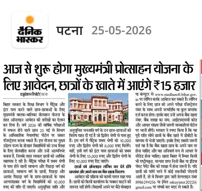 Mukhyamantri Protsahan Yojana 2026 – आज से शुरू हुआ आवेदन, खाते में आएंगे ₹15 हज़ार!