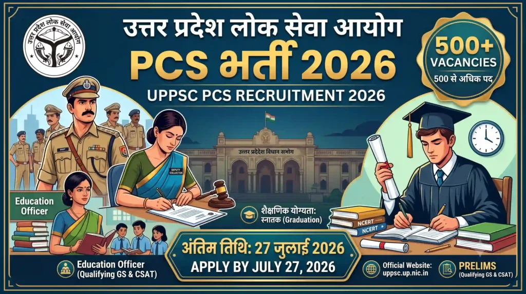 UPPSC PCS भर्ती 2026: 500 पदों पर सरकारी नौकरी, 27 जुलाई तक करें आवेदन