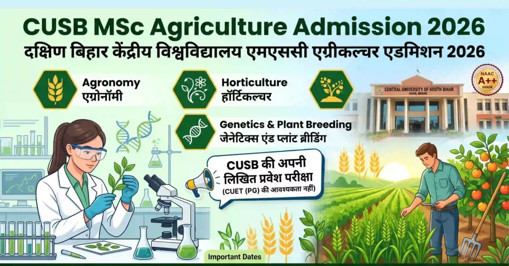 CUSB MSc Agriculture Admission 2026: पूरी जानकारी यहां देखें
