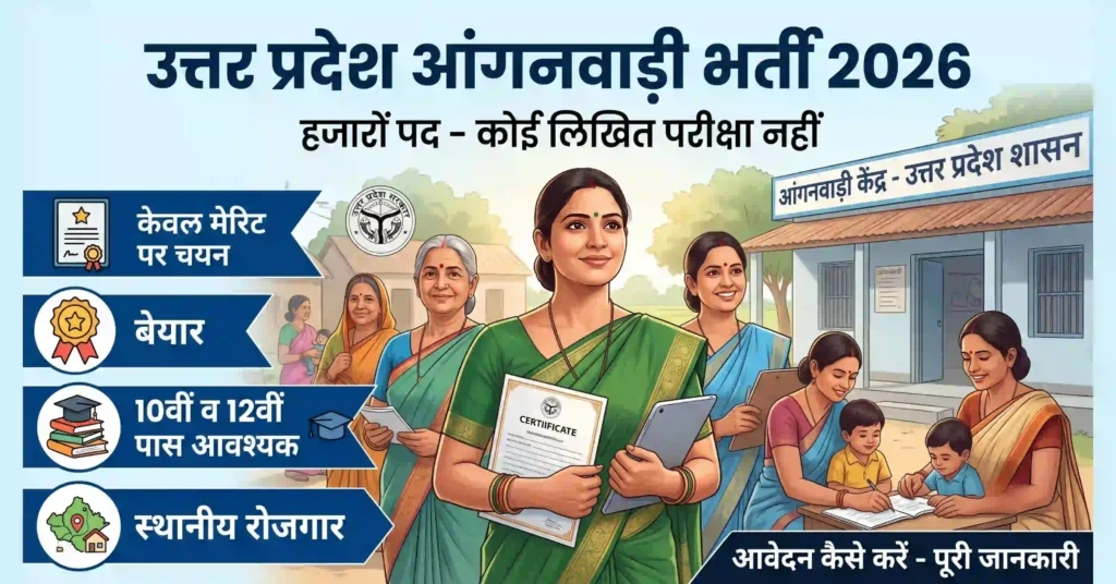 UP Anganwadi Bharti 2026: 12वीं पास महिलाओं के लिए बिना परीक्षा सरकारी नौकरी का सुनहरा मौका